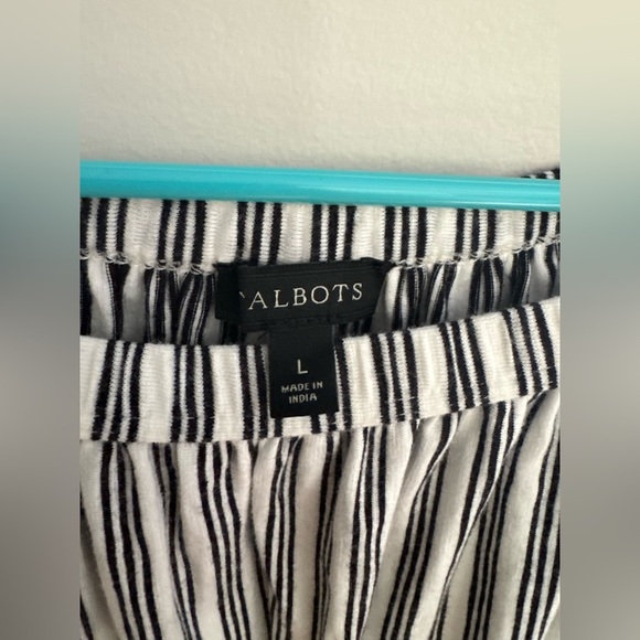 TALBOTS SCOOP-NECK TOP WITH RIC RAC TRIM - STRIPE SIZE L coastal casual - Picture 4 of 5